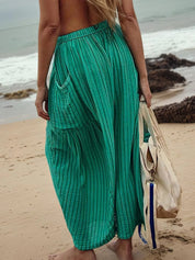 Full Size Striped Wide Leg Casual Pants Plus Size | Pants Daverri Fashions