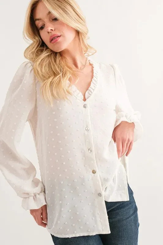 And The Why Polka Dot Ruffle Detailed Blouse Top - DAVERRI FASHIONS
