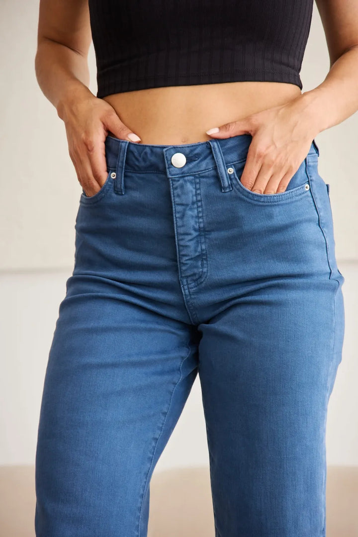 RFM Crop Chloe Tummy Control High Waist Raw Hem Jeans Jeans