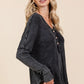 Mittoshop Washed V-Neck Long Sleeve Blouse - DAVERRI FASHIONS