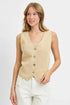 RISEN Full Size V Neck Button Down Vest Plus Size - DAVERRI FASHIONS