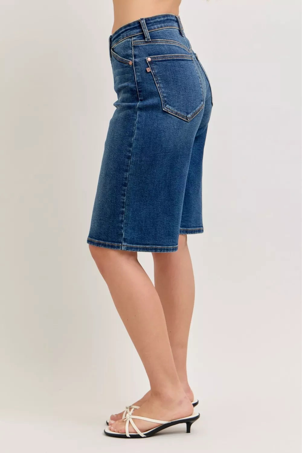 Judy Blue high-waisted Bermuda denim shorts in medium blue wash