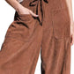 Daverri Fashions Casual Corduroy Wide Leg Pants with Pockets - DAVERRI FASHIONS