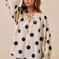 BiBi Polka Dot Exaggerated Balloon Sleeves Blouse - DAVERRI FASHIONS
