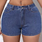 Fringe Back Denim Shorts with Pockets - DAVERRI FASHIONS