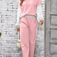 Color Block Round Neck Top and Pants Set - DAVERRI FASHIONS