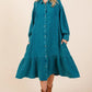 Mittoshop Mineral Wash Cotton Gauze Ruffle Midi Shirt Dress Midi Dresses