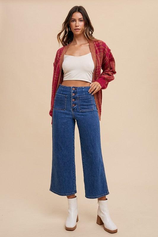 Annie Wear Button Fly High Waist Jeans - DAVERRI FASHIONS
