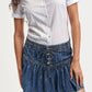 Buttoned Ruffled Mini Denim Skirt - DAVERRI FASHIONS