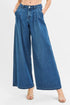 RISEN Mid Rise Fit Wide Leg Knit Denim Look Jeans - DAVERRI FASHIONS