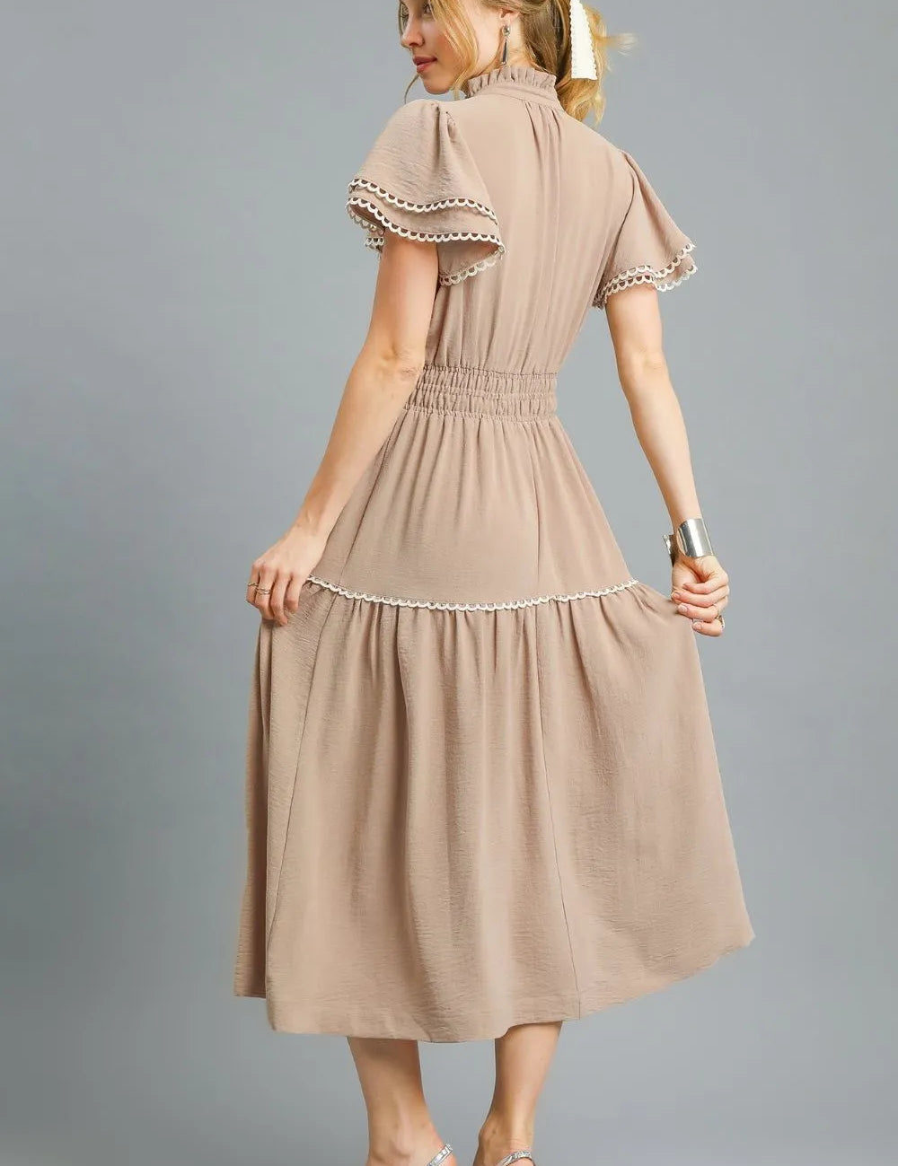 Umgee Tiered Flutter Sleeve Midi Dress | Midi Dresses Daverri Fashions