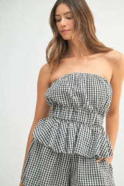 MABLE Gingham Tube Top and Shorts Set | Outfit Sets Daverri Fashions