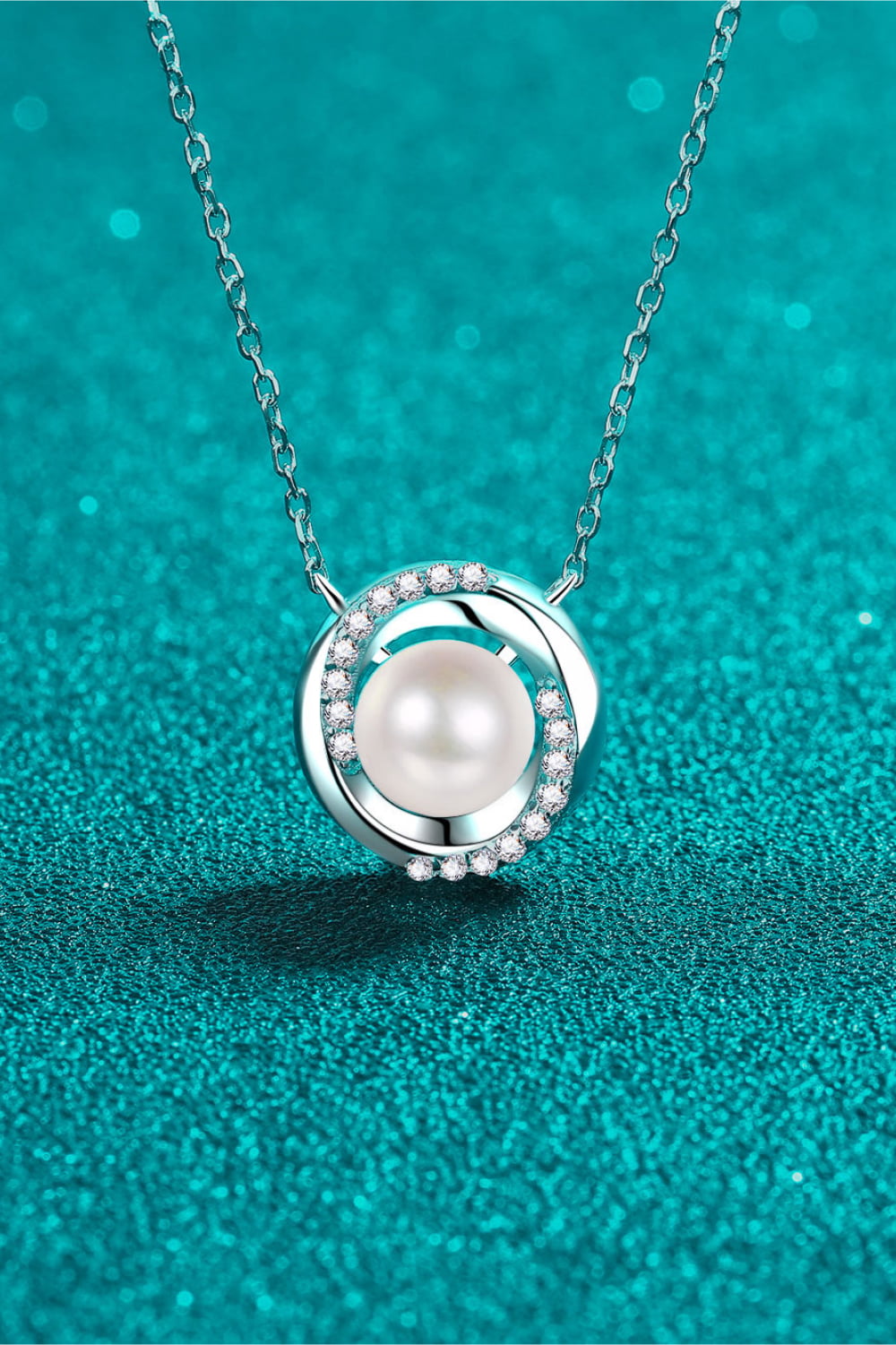 Moissanite Pearl Rhodium-Plated Necklace | Necklaces Daverri Fashions