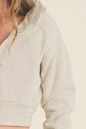 Aemi + Co Zip Up Raglan Sleeve Cropped Hoodie