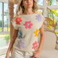 BiBi Multi Jeweled Crochet Flower Patch Sweater Vest Sweaters