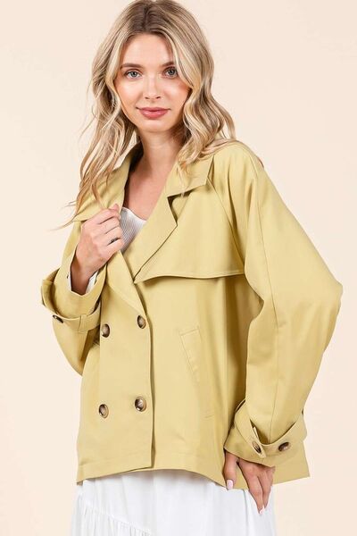 Mittoshop Double Breasted Long Sleeve Trench Coat Jacket