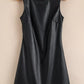Vegan Leather Sleeveless Mini Dress - DAVERRI FASHIONS