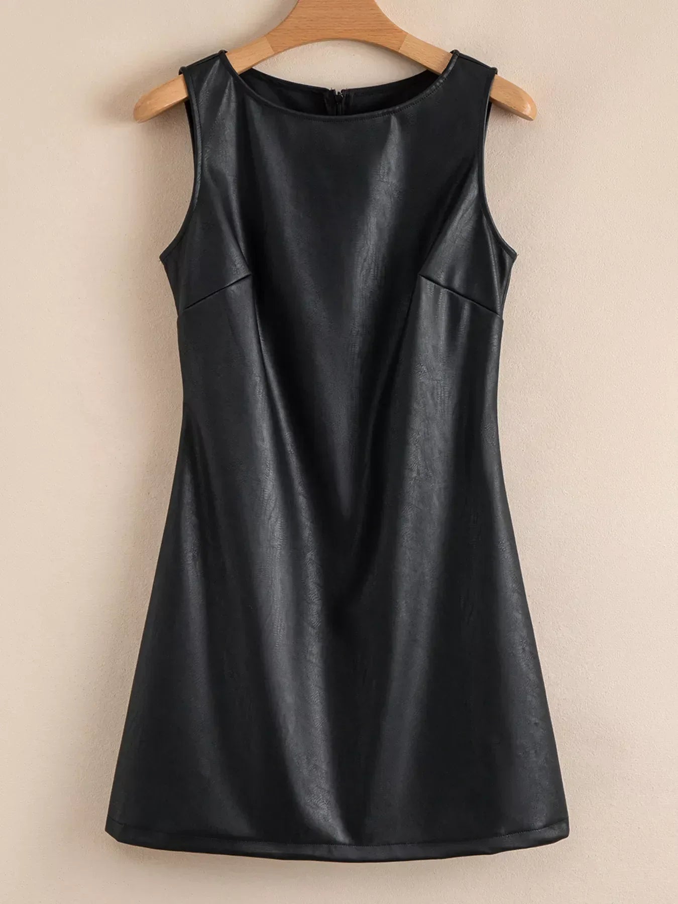 Vegan Leather Sleeveless Mini Dress - DAVERRI FASHIONS
