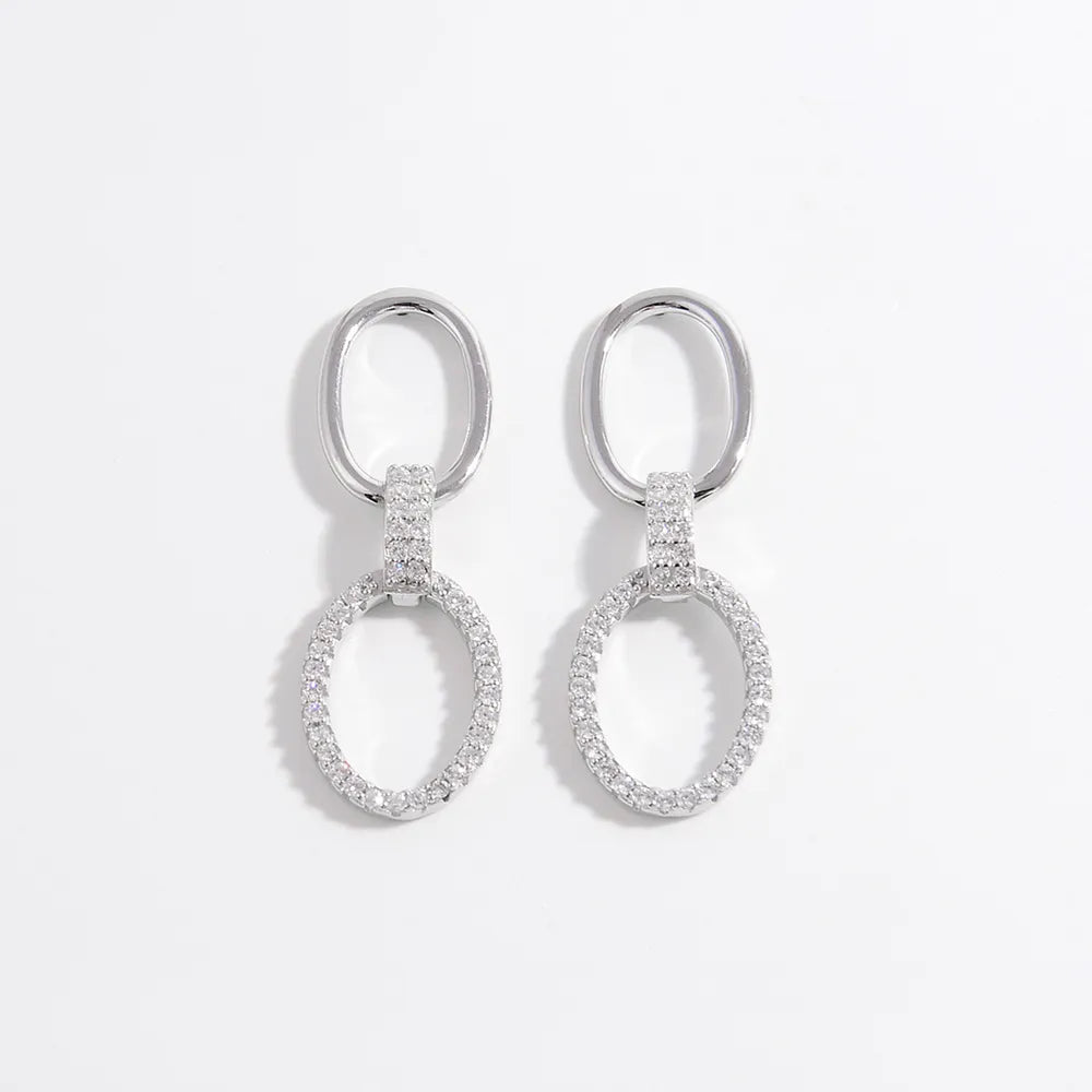 Zircon 925 Sterling Silver Dangle Earrings | Earrings Daverri Fashions