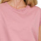 Zenana French Terry Round Neck Cap Sleeve T-Shirt