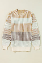 Colorblock Textured Knit Bubble Sleeve Sweater | Sweaters Daverri Fashions