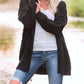 Cable-Knit Open Front Long Sleeve Cardigan - DAVERRI FASHIONS