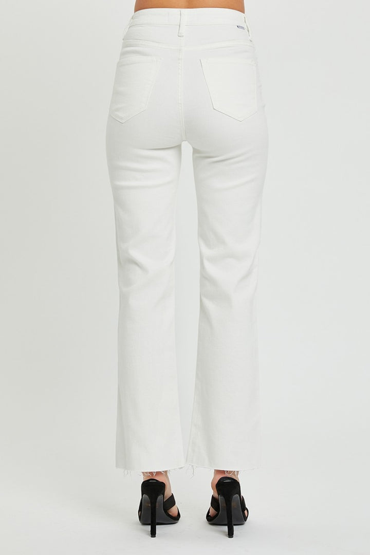 RISEN White High Rise Tummy Control Straight Jeans Jeans