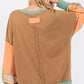 SAGE + FIG Mineral Wash Raw Edge Color Block Sweatshirt Sweatshirts