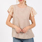 Ces Femme Round Neck Floral Short Sleeve Top - DAVERRI FASHIONS