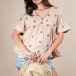 VERY J Flower Embroidered Woven Blouse