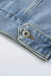Sequin Fringe Trim Distressed Button Up Denim Jacket | Denim Jackets Daverri Fashions