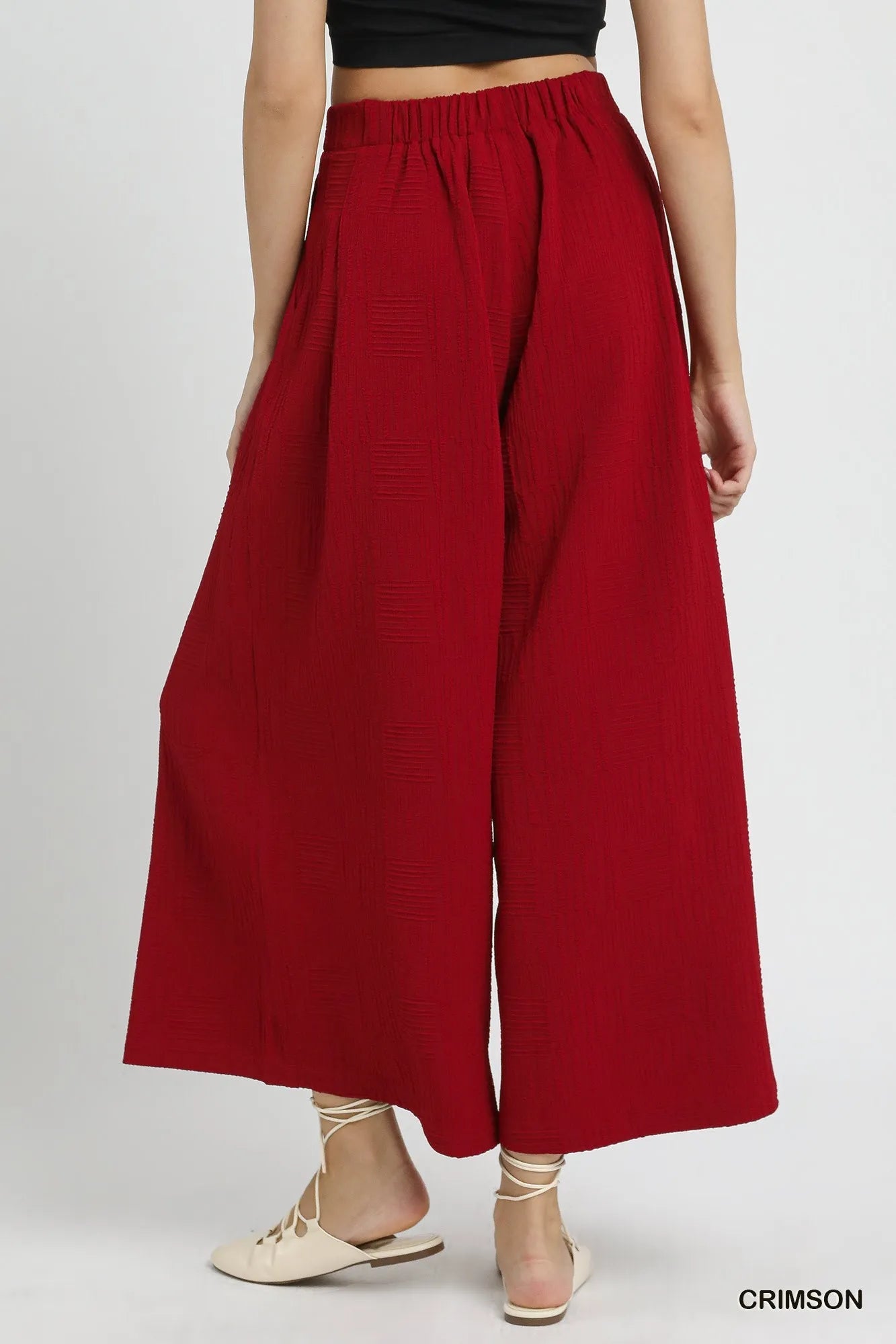 Umgee Elastic Waist Wide Leg Pants Pants