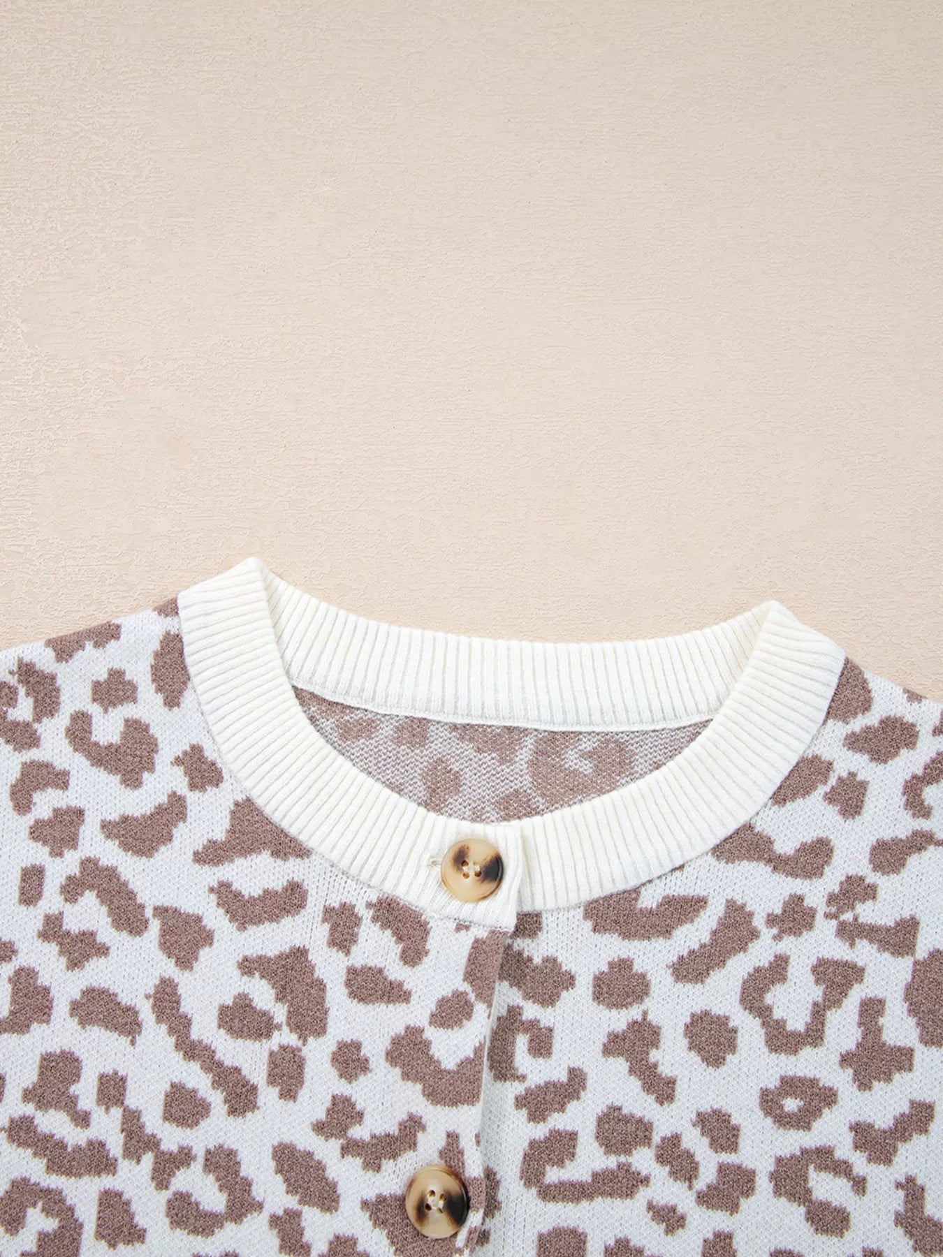 Leopard Drop Shoulder Chunky Knitted Cardigan | Cardigans Daverri Fashions