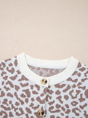 Leopard Drop Shoulder Chunky Knitted Cardigan | Cardigans Daverri Fashions