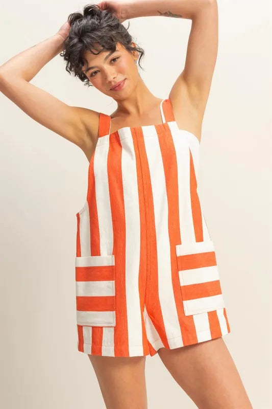 HYFVE Striped Sleeveless Overall Romper Shortalls