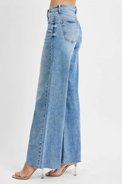 RISEN Full Size Tummy Control High Rise Ankle Palazzo Jeans Plus Size | Jeans Daverri Fashions