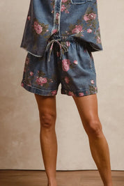 BiBi Floral Printed Denim Short Pants With Pocket | Denim Shorts Daverri Fashions