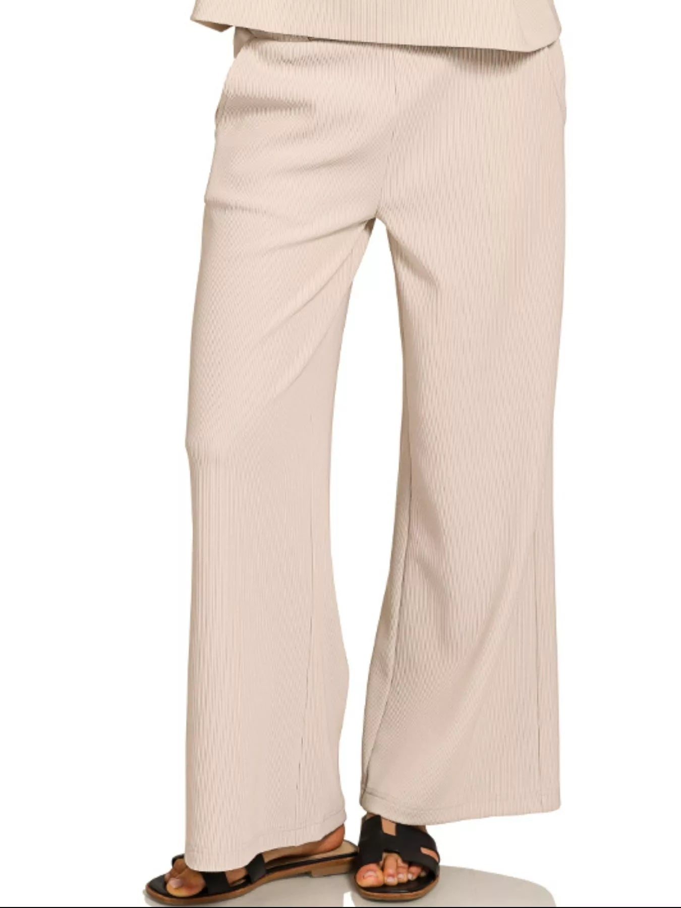 Zenana Ribbed Round Neck Tee & Pants Set | Loungewear Sets Daverri Fashions