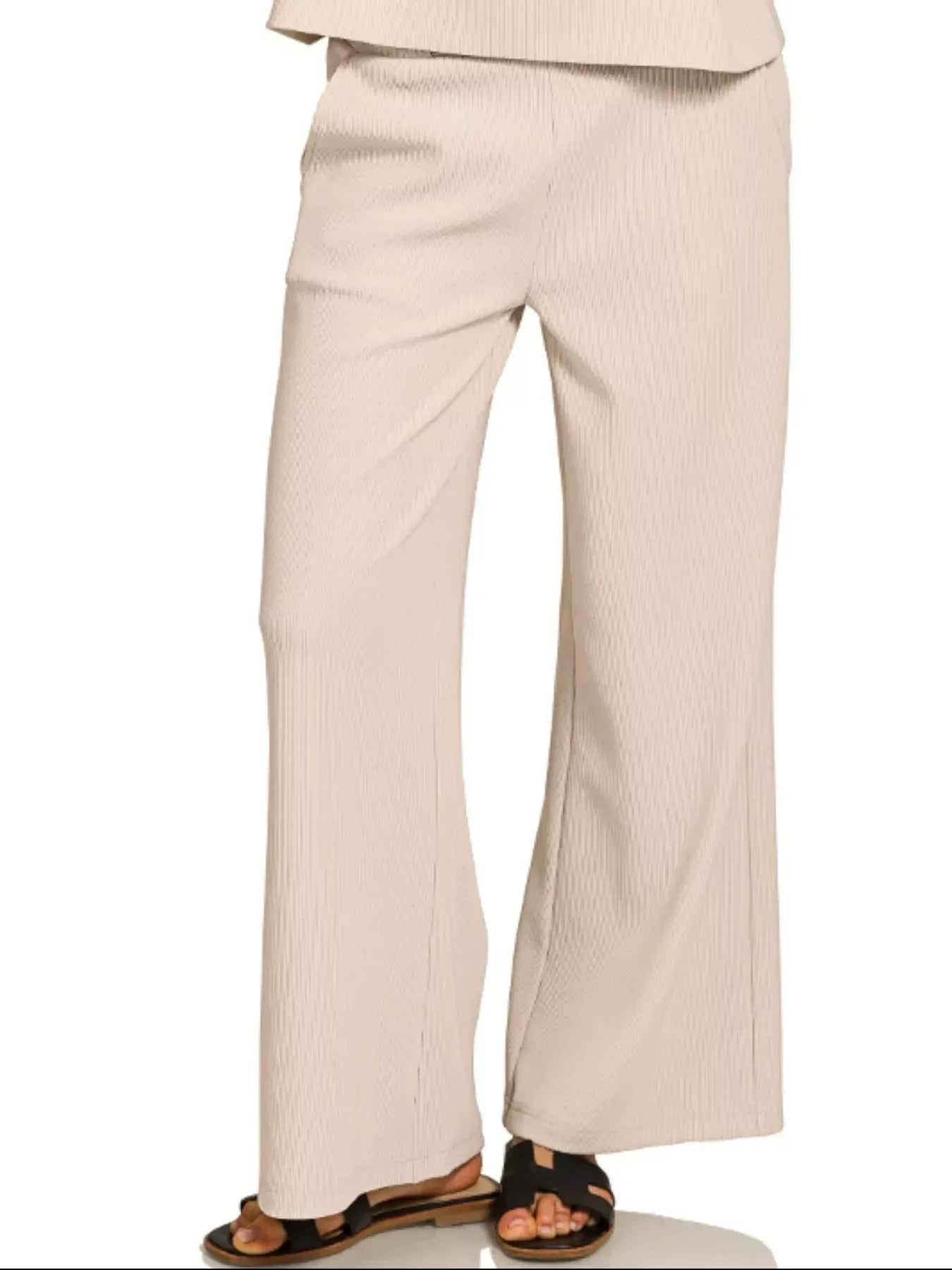 Zenana Ribbed Round Neck Tee & Pants Set - DAVERRI FASHIONS