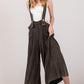 SAGE + FIG Full Size Wide Strap Wide Leg Overalls Black