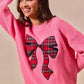 SO ME Checker Plaid Ribbon Christmas Holiday Sweater - DAVERRI FASHIONS
