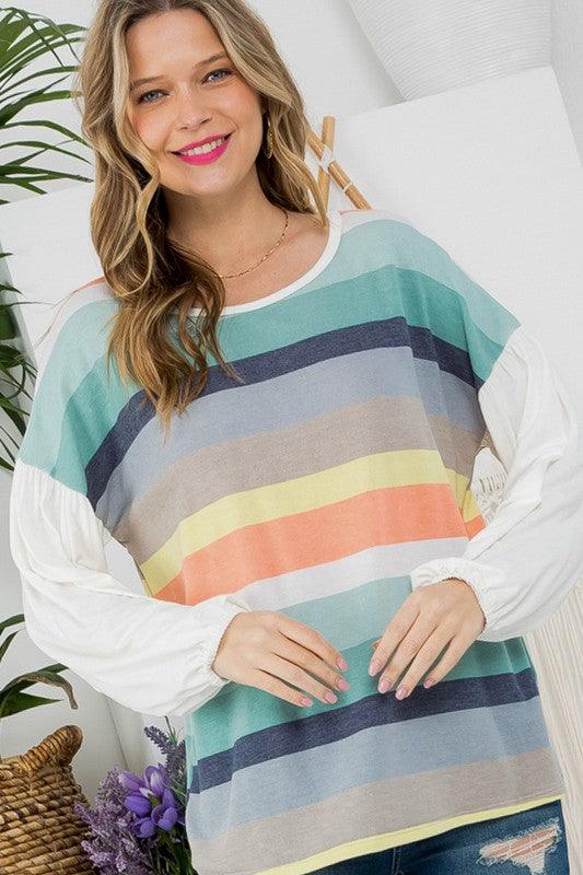 Multi Striped Boxy Top Shirts & Tops