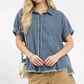 Umgee Washed Denim Oversized Top - DAVERRI FASHIONS