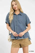 Umgee Washed Denim Oversized Top - DAVERRI FASHIONS