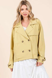 Mittoshop Double Breasted Long Sleeve Trench Coat Jacket