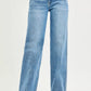 RISEN Slouchy Straight Jeans in light-wash blue high-rise denim