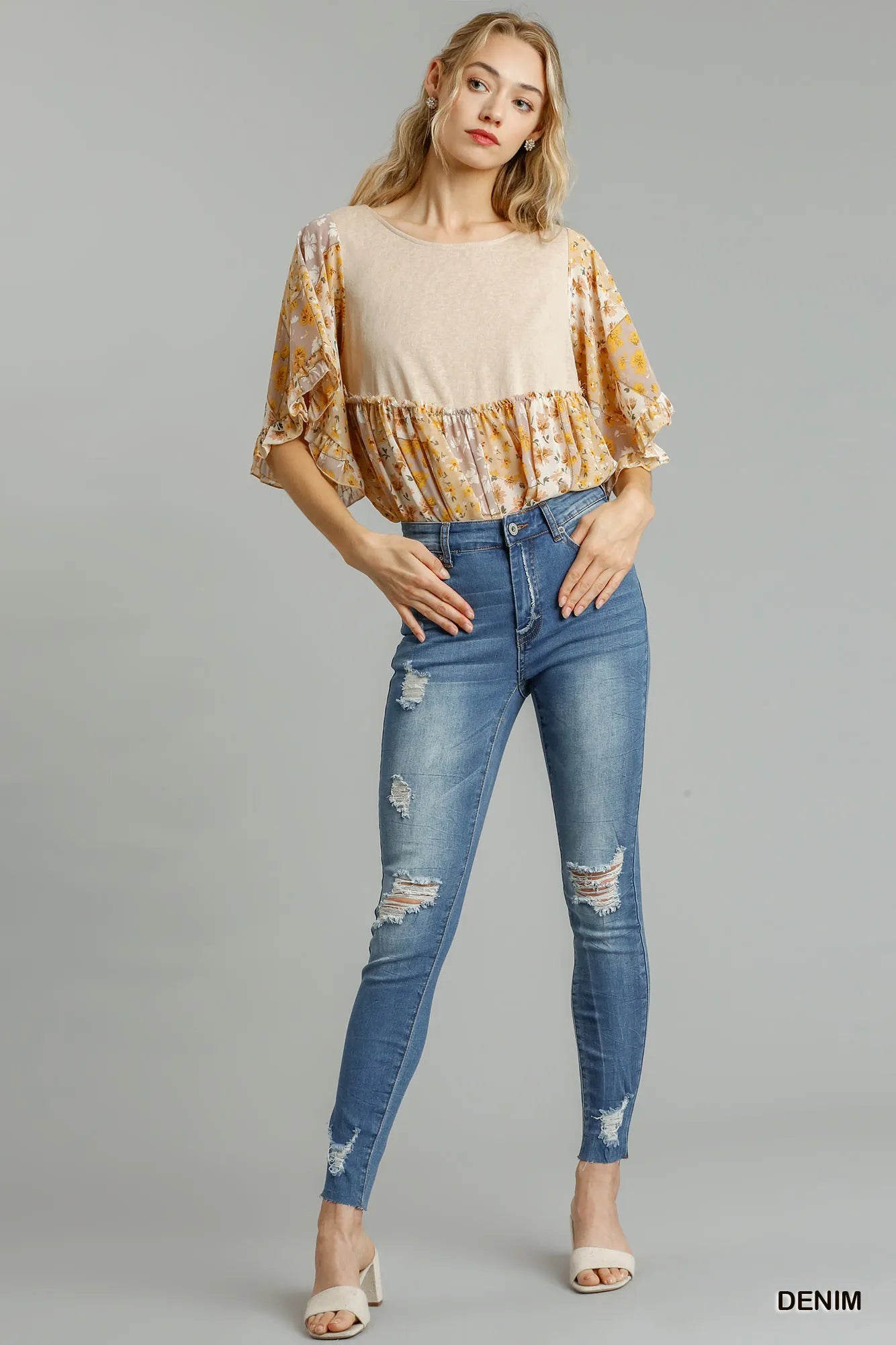 Umgee Distressed Skinny Jeans with Edge Detail Jeans