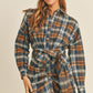 Mable Plaid Flannel Front Tie Button Down Shirt Dress Midi Dresses