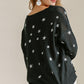 Umgee Full Size Star V-Neck Long Sleeve Sweater Plus Size