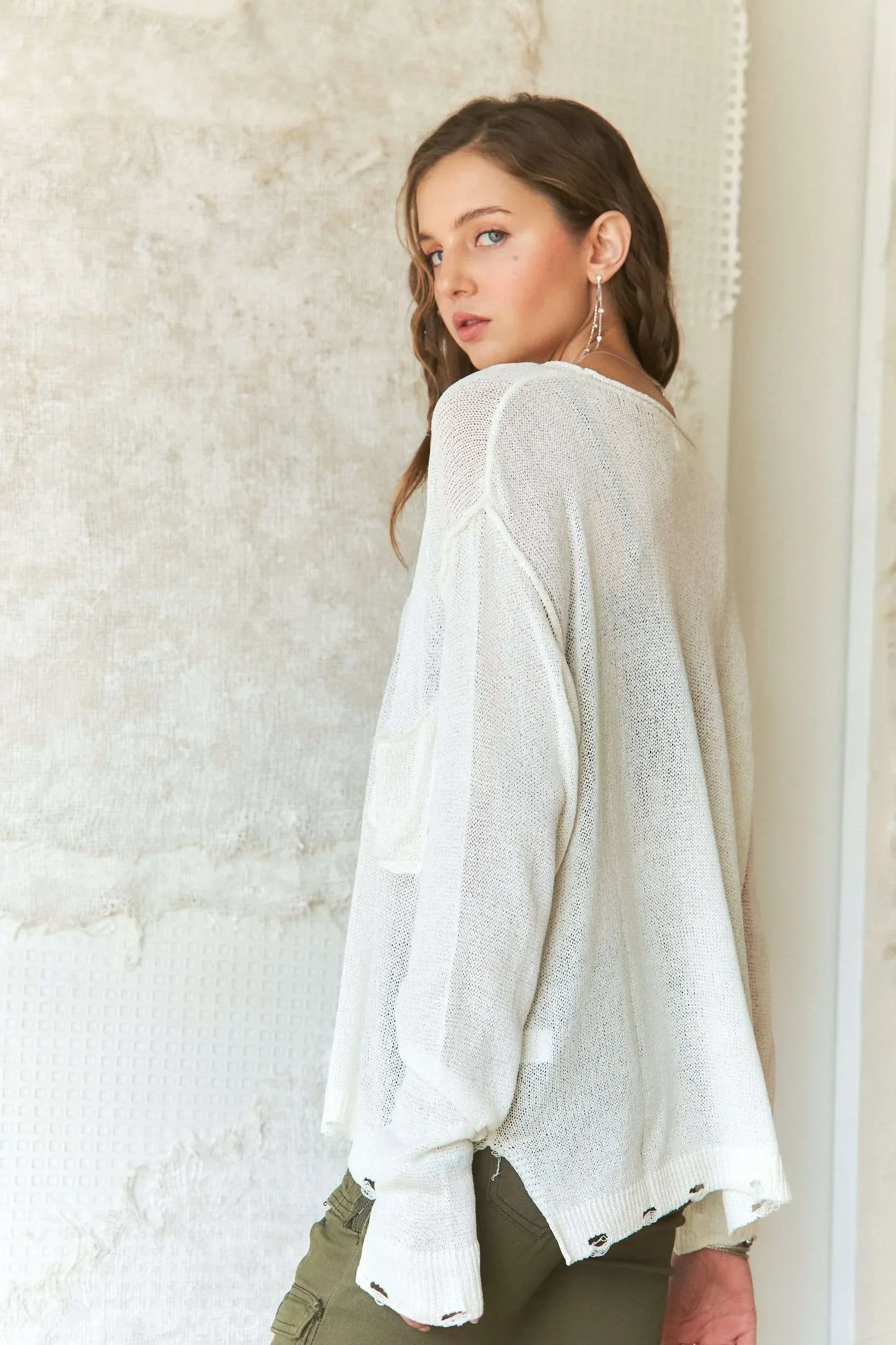 ADORA Vintage Edge Lightweight Sweater - DAVERRI FASHIONS